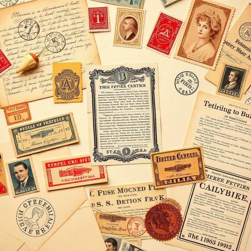 Vintage ephemera printables with letters and stamps