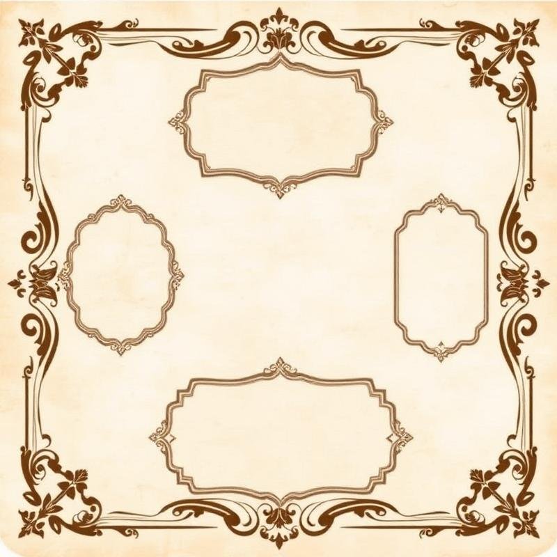 Ornate vintage frames and labels sheet